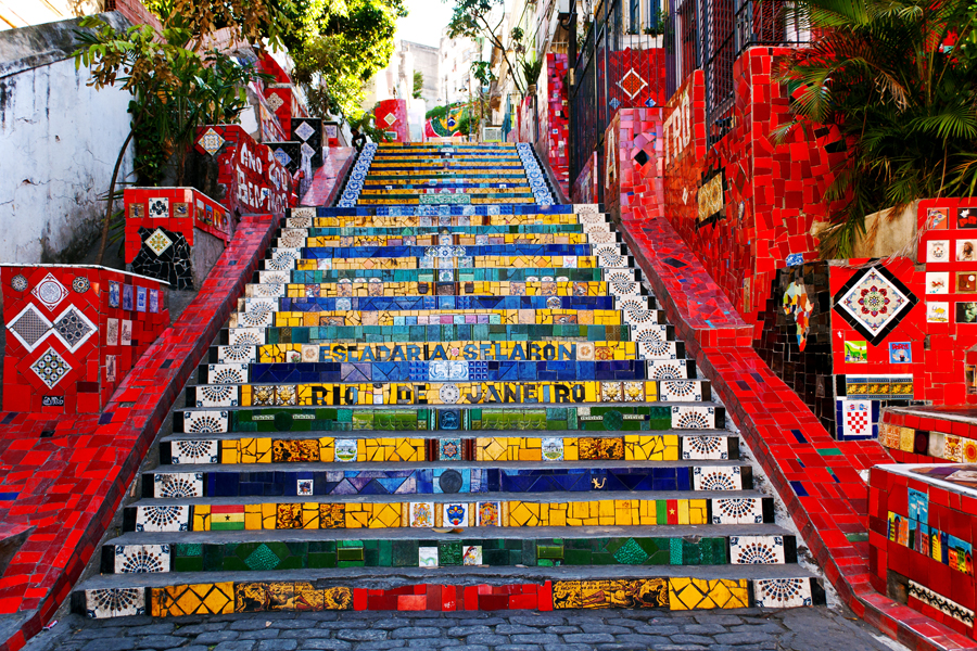 The colourful Stairway Selaron, Lapa, Rio de Janeiro