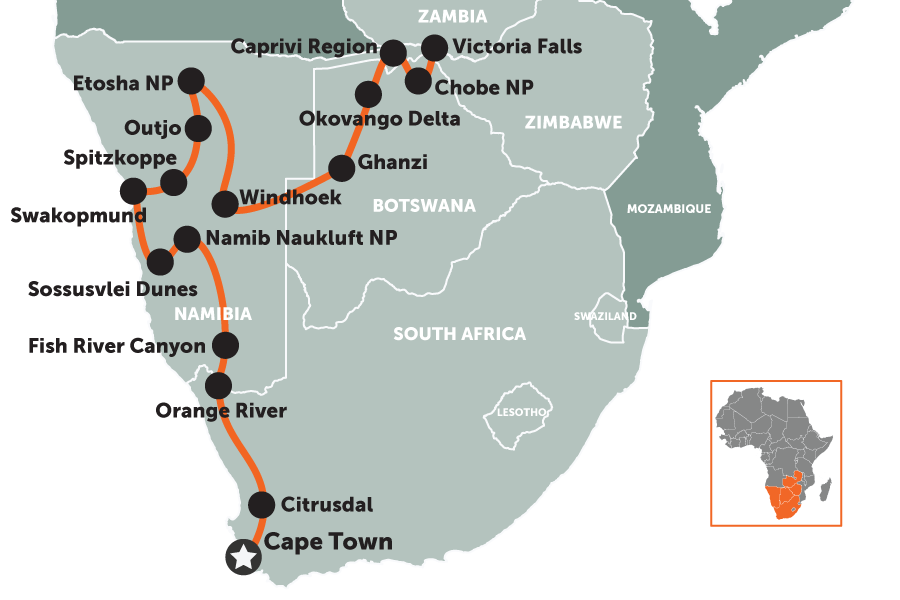 Kapstadt zu den Victoriafällen Mappe
