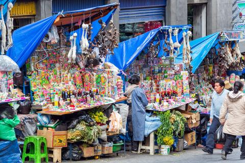 Wander through the mysterious witch doctor market in La Paz