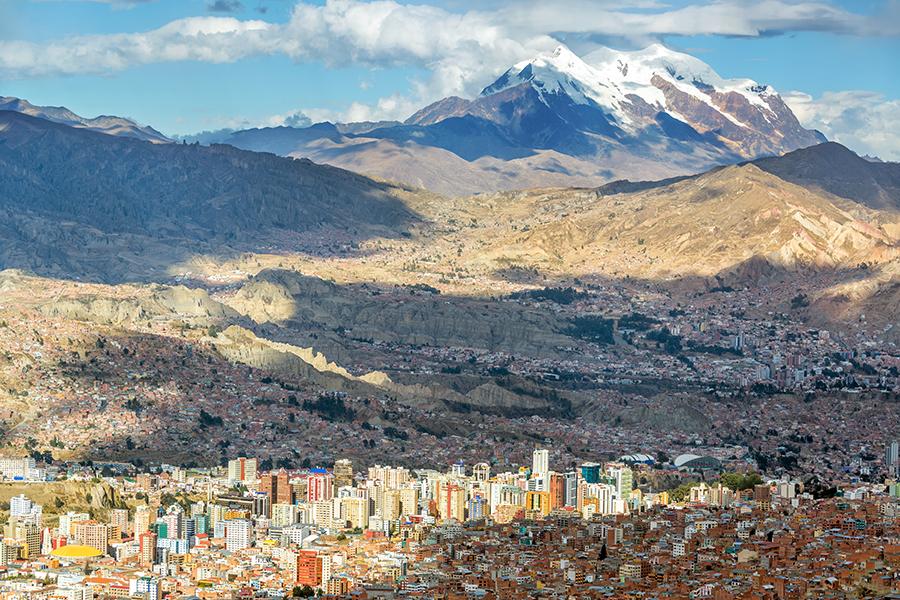 The capital city of La Paz nestles in the Andes