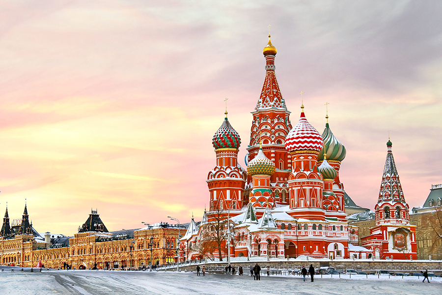 Welcome to Russia! Take in the sights of Moscow including St. Peter's Basilica in Red Square
