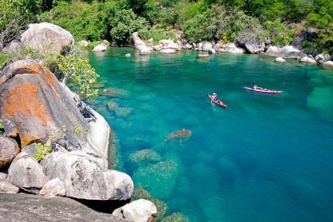 Kayak across the turquoise waters of Lake Malawi