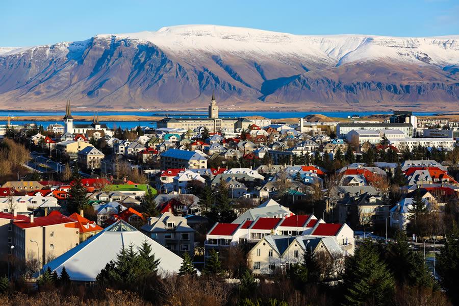 Aerial view of Reykjavik, Iceland
