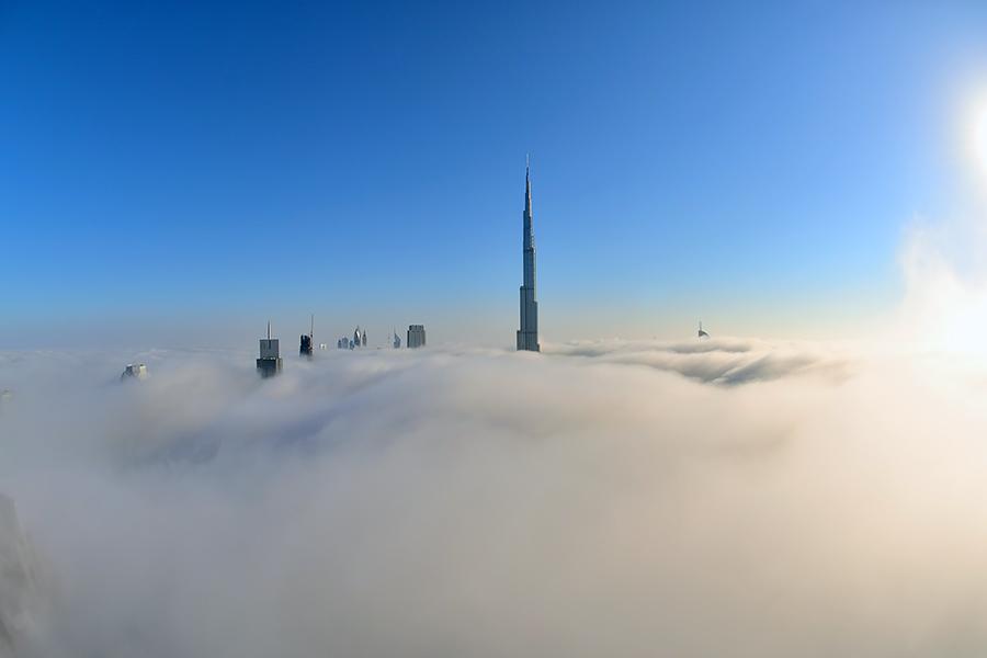 Burj Khalifa in the clouds, Dubai