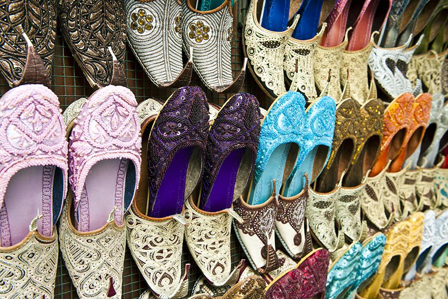 Shoes for sale in a souk, Dubai