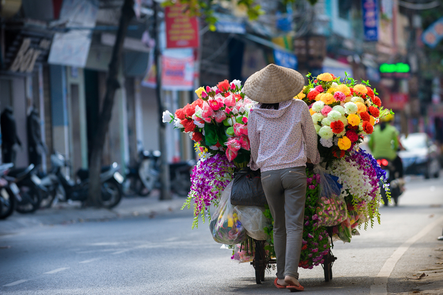 A flower seller, Hanoi, Vietnam